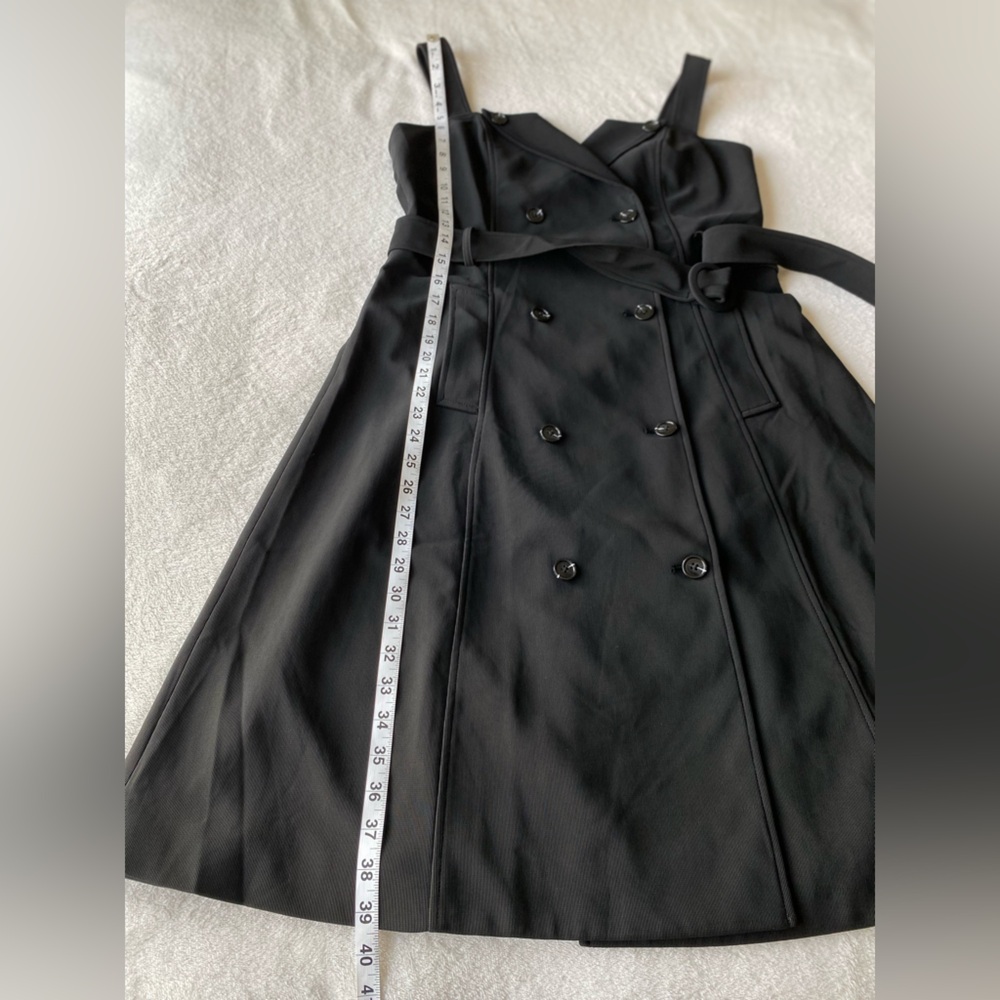 GRACIA Black Wrap Tie Waist Snap Button Sleeveless Trench Midi LBD large - Picture 12 of 15